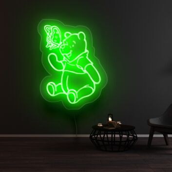 Winnie The Pooh And Butterfly Neon Sign
