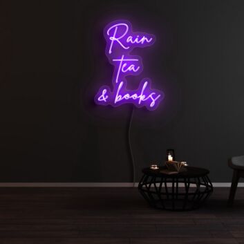 Rain Tea And Books Neon Sign