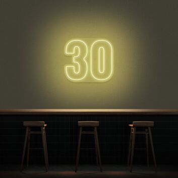 30 Neon Number Neon Sign