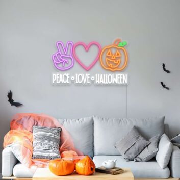 Peace Love Halloween Neon Sign
