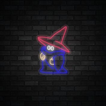 Ghost Wearing A Witch Hat Halloween Neon Sign