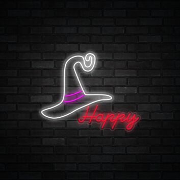 Witch Hat Halloween Neon Sign