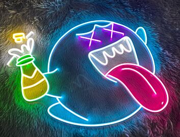 Champagne Mario Boo Neon Sign