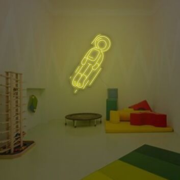 A Hole Astronaut Fly To The Moon Neon Sign