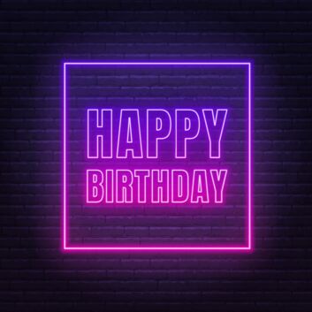 Happy Birthday Framed Neon Sign