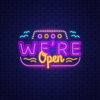 Were Open with Wave Lines Neon Sign