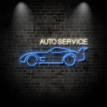 Auto Service With Car Neon Sign