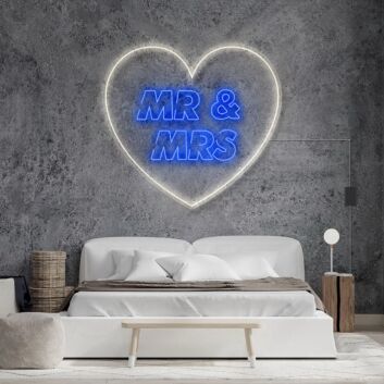 Mr and Mrs Inside Heart V2 Neon Sign