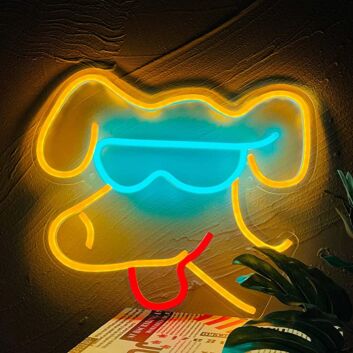 Neon Dog Sign Cute Glasses Dog Led Neon Light Animal Sign Pet Shop Art Wall Decoration