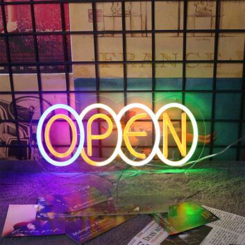 Colorful Open Neon Sign