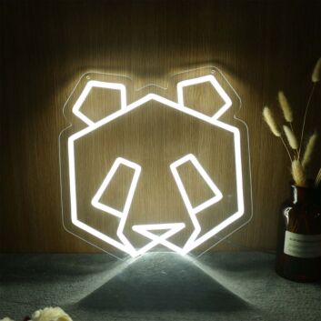 Panda Head Yellow Neon Sign