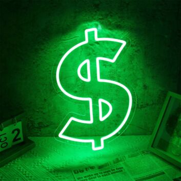 Dollar Sign Green Neon Sign