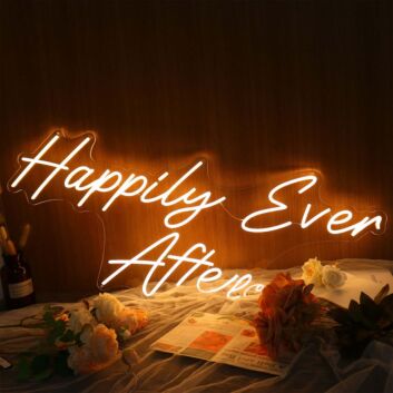 Happily Ever After Yellow Neon Sign
