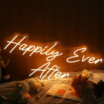 Happily Ever After Yellow Neon Sign