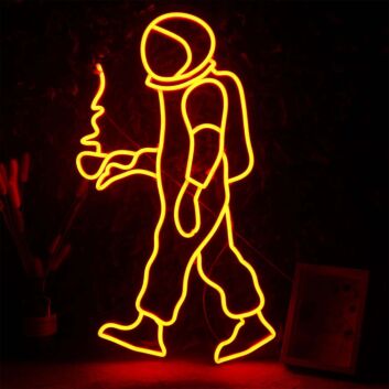 Astronaut Holding Coffee Neon Sign