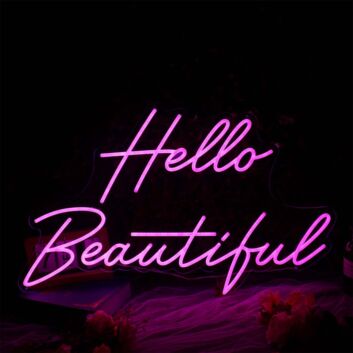 Hello Beautiful Purple Neon Sign
