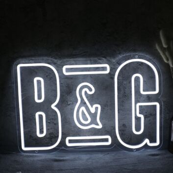 B And G White Neon Sign