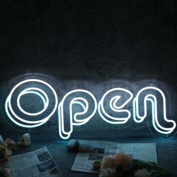 Open White Custom Neon LED Sign