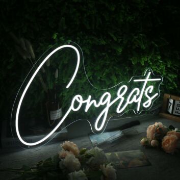 Congrats White Custom LED Neon Sign