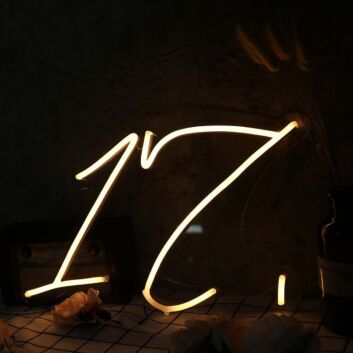 Number 17 Yellow Neon Sign