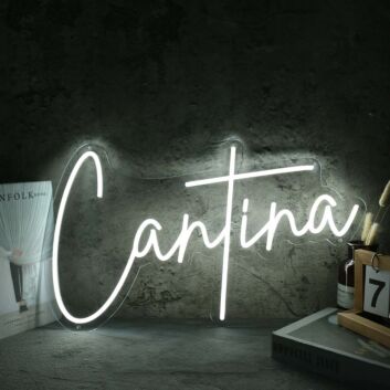 Cantina White Name Neon Sign