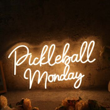 Pickleball Monday Yellow Neon Sign