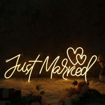 Just Married Yellow Neon Sign