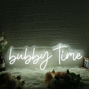 Bubby Time White Neon Sign