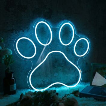 Dog Paw Blue Custom Neon Sign