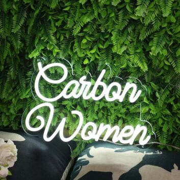 Carbon Women White Neon Sign