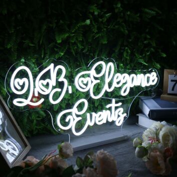 Love Elegance Events White Neon Sign