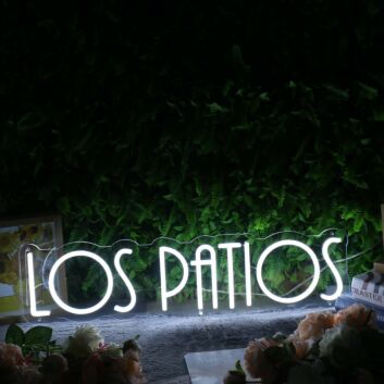 Los Patios White Neon Sign