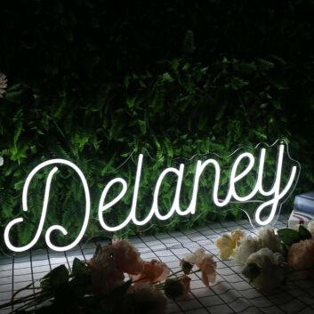Delaney White Neon Sign