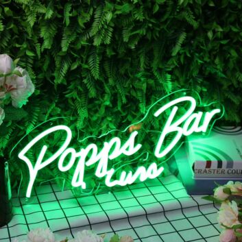 Popps Bar Green Neon Sign