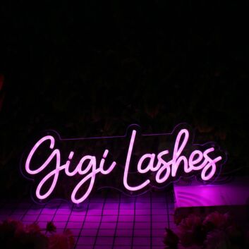 Gigi Lashes Purple Neon Sign
