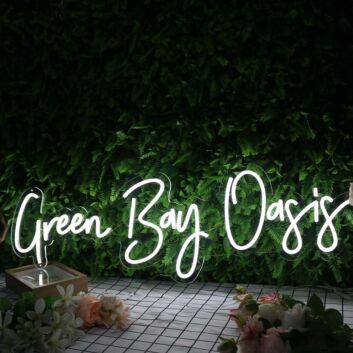 Green Bay Oasis White Neon Sign