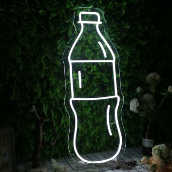 A Bottle Of Beverage White Neon Sign