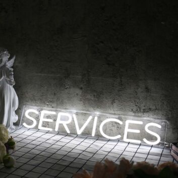 Services White Neon Sign