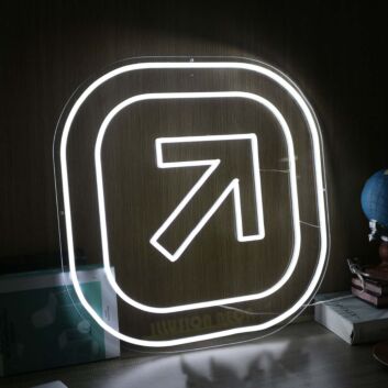 Arrow Button White Neon Sign
