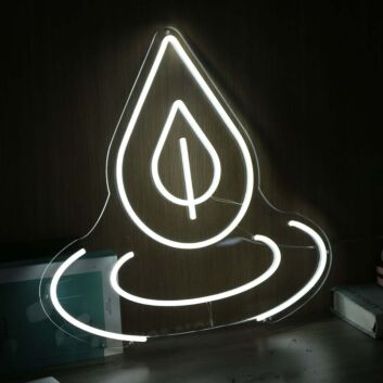 Water Dropping White Neon Sign
