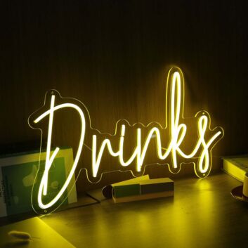 Drinks Yellow Neon Sign