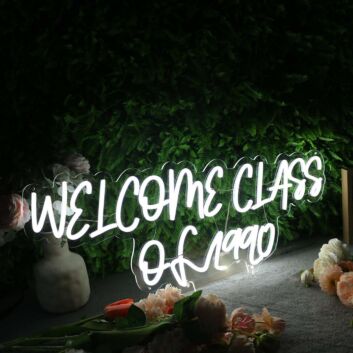 Welcome Class Of 1990 White White Neon Sign
