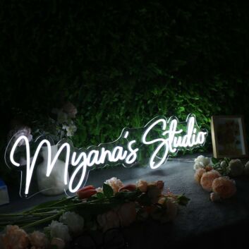 Myana&#039;s Studio White Neon Sign