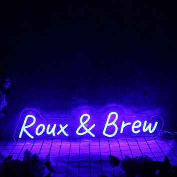 Roux And Brew Blue Neon Sign