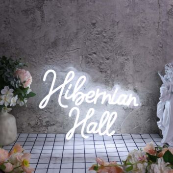 Hibernian Hall White Neon Sign