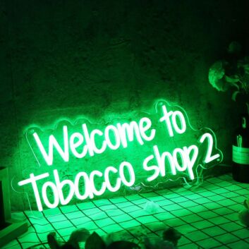 Welcome to Tobacco Shop 2 Green Neon Sign