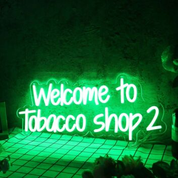 Welcome to Tobacco Shop 2 Green Neon Sign
