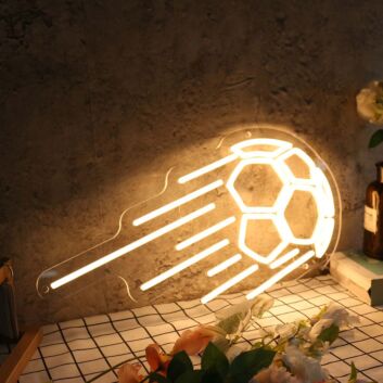 Flying Soccer Yellow Neon Sign
