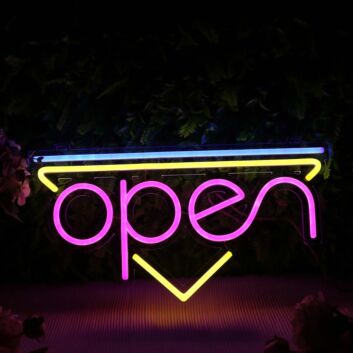 Open With Inverted Triangle Neon Sign