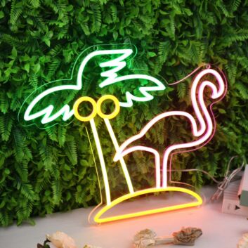 Coconut Tree And Flamingo Custom Neon Sign
